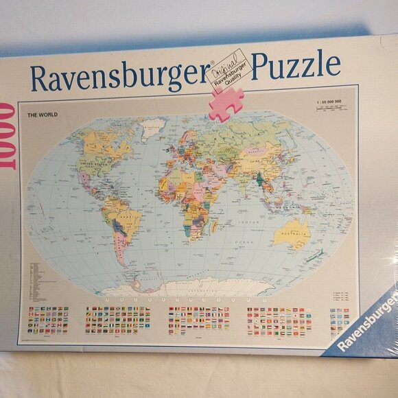 Ravensburger THE WORLD Political World Map Flags 1000 Pc. Puzzle Germany NEW - Picture 1 of 13